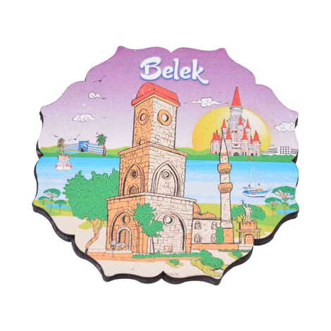 Toptan Belek Temalı Ahşap İkili Resimli Bardak Altlığı 90 mm - 6