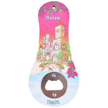 Belek Themed Classic Shaped Printed MDF Wooden Bottle Opener 170x79 mm - 4