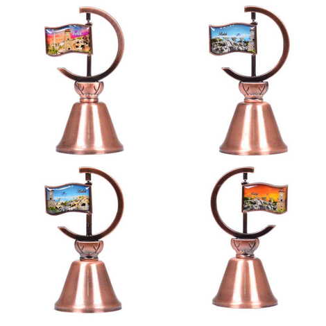 Belek Themed Collectible Souvenir Double Face Metal Spinner Flag Bell - Bronze Color - 2