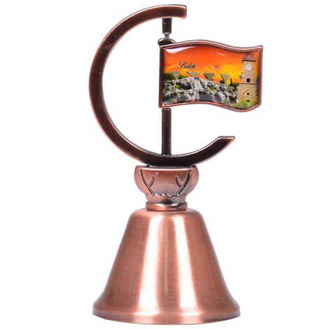 Belek Themed Collectible Souvenir Double Face Metal Spinner Flag Bell - Bronze Color - 6