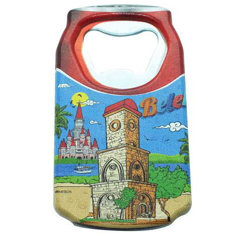 Belek Themed Customised UV Printed Coca Cola Bottle Shape Plastic Base Bottle Opener 43x80 mm - 3