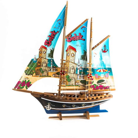 Belek Themed Sailboat Wooden Desktop Decor Large - 2