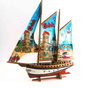 Belek Themed Sailboat Wooden Desktop Decor Large - 4