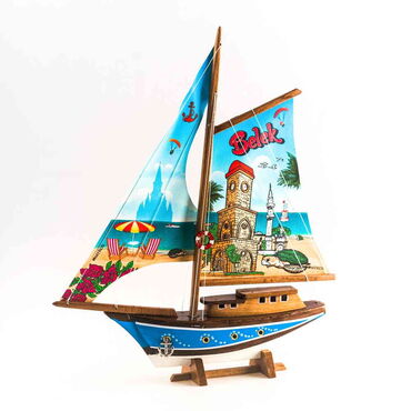 Belek Themed Sailboat Wooden Desktop Decor Small - 2