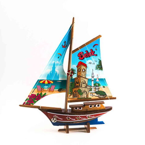 Belek Themed Sailboat Wooden Desktop Decor Small - 3