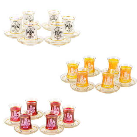 Belek Themed Turkey City Theme Printed Touristy Tea Glass Set of 6 Pcs - 3