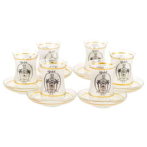 Belek Themed Turkey City Theme Printed Touristy Tea Glass Set of 6 Pcs - 4