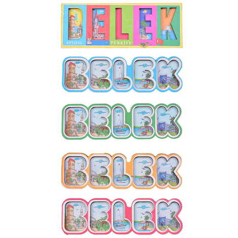 Belek Themed Wooden UV Printed City Name Letter Fridge Magnet - 2