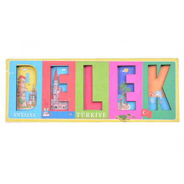 Belek Themed Wooden UV Printed City Name Letter Fridge Magnet - 3