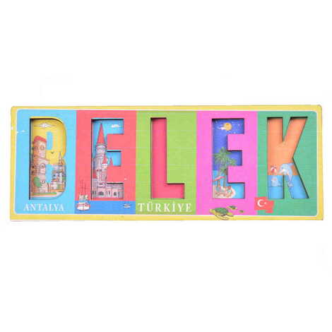 Belek Themed Wooden UV Printed City Name Letter Fridge Magnet - 3