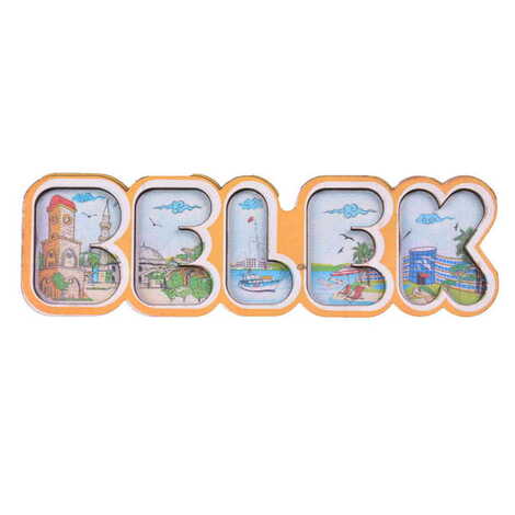 Belek Themed Wooden UV Printed City Name Letter Fridge Magnet - 5