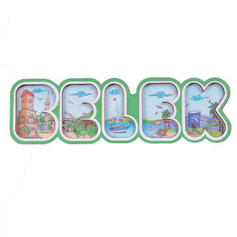 Belek Themed Wooden UV Printed City Name Letter Fridge Magnet - 6