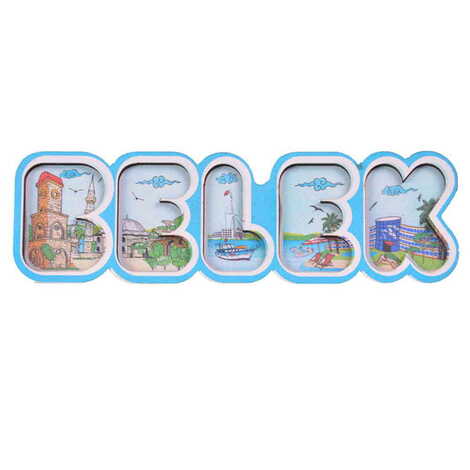 Belek Themed Wooden UV Printed City Name Letter Fridge Magnet - 7