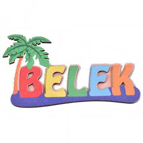 Belek Themed Wooden UV Printed City Name Letter Fridge Magnet - 8