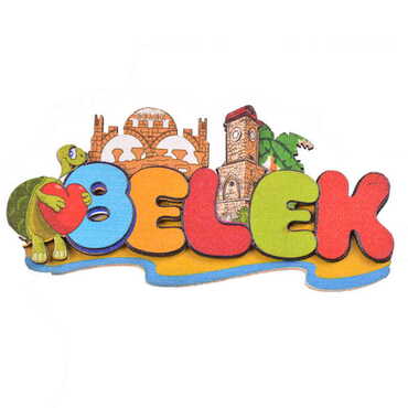 Belek Themed Wooden UV Printed City Name Letter Fridge Magnet - 9