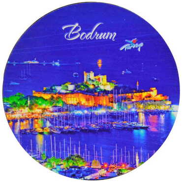 Toptan Bodrum Temalı Ahşap Resimli Bardak Altlığı 100 mm - 12