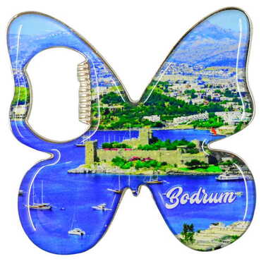 Toptan Bodrum Temalı Myros Metal Kelebek Açacak Magnet 70x70 mm - 5