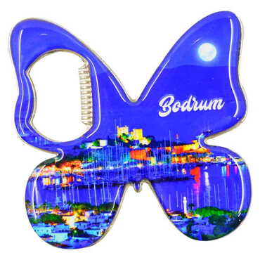 Toptan Bodrum Temalı Myros Metal Kelebek Açacak Magnet 70x70 mm - 8