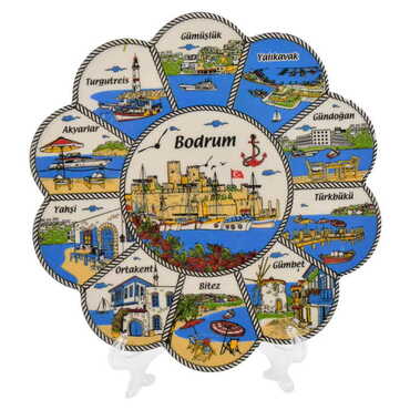 Toptan Bodrum Temalı Seramik Yöresel Serigrafi Papatya Nihale 182 mm - 5