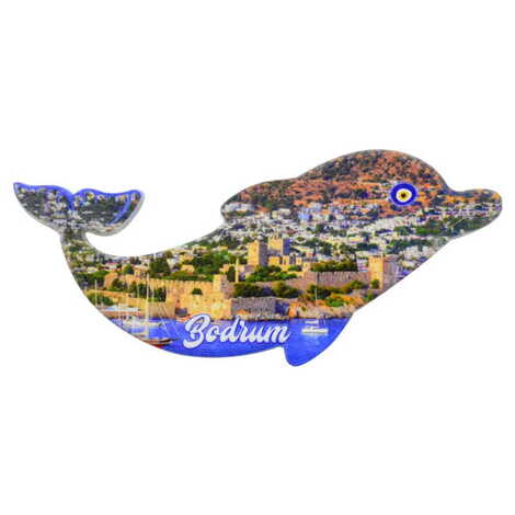 Toptan Bodrum Temalı Uv Baskılı Yunus Şekilli Magnet 110x50 mm - 6