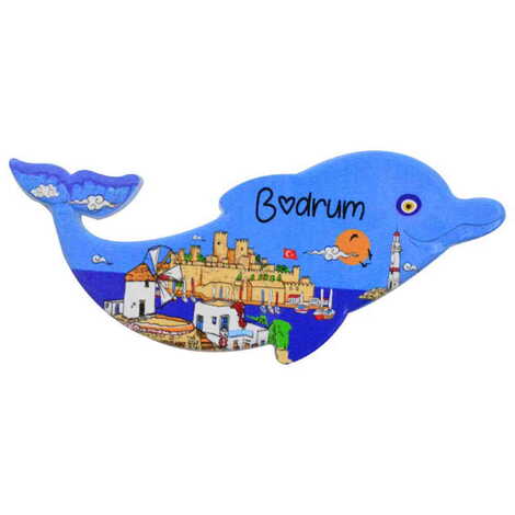 Toptan Bodrum Temalı Uv Baskılı Yunus Şekilli Magnet 110x50 mm - 9