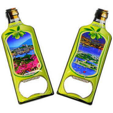 Bodrum Themed Bottle Shaped Metal Magnetic Bottle Opener 115x39 mm - 4