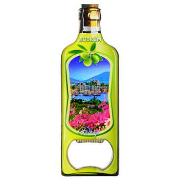 Bodrum Themed Bottle Shaped Metal Magnetic Bottle Opener 115x39 mm - 5