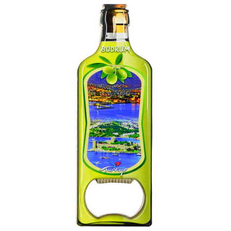 Bodrum Themed Bottle Shaped Metal Magnetic Bottle Opener 115x39 mm - 6