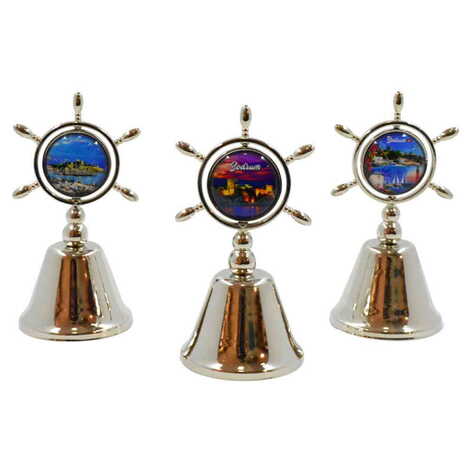 Bodrum Themed Collectible Souvenir Double Face Metal Spinner Rudder Bell 44x92 mm - 2