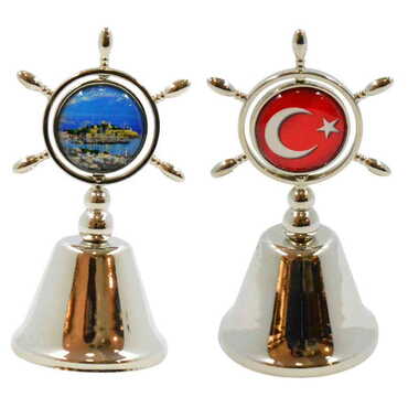 Bodrum Themed Collectible Souvenir Double Face Metal Spinner Rudder Bell 44x92 mm - 3