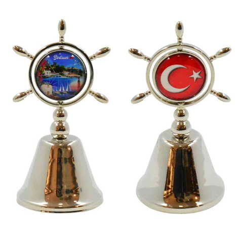 Bodrum Themed Collectible Souvenir Double Face Metal Spinner Rudder Bell 44x92 mm - 4