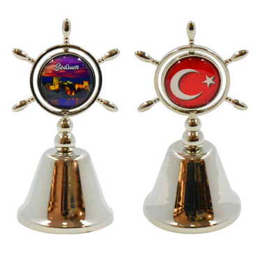 Bodrum Themed Collectible Souvenir Double Face Metal Spinner Rudder Bell 44x92 mm - 5