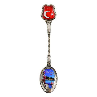 Bodrum Themed Collectible Souvenir Metal Tea Spon With Giftbox - 4