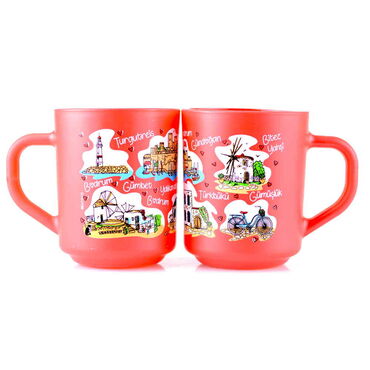 Bodrum Themed Colored Glass Mug - 4