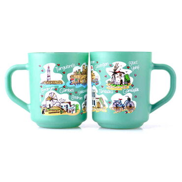 Bodrum Themed Colored Glass Mug - 8