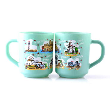 Bodrum Themed Colored Glass Mug - 9