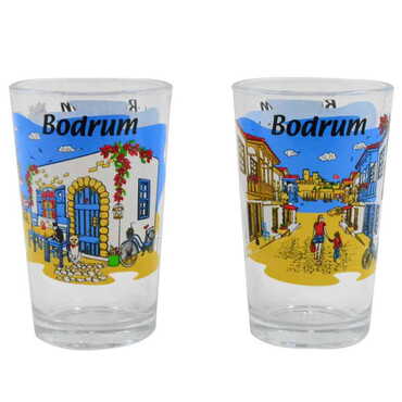 Bodrum Themed Custom Printed Turkish Coffee Water Glass Set - 5