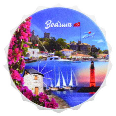 Bodrum Themed Customised UV Printed Bottle Cap Shaped Plastic Base Bottle Opener 58x15 mm - 5