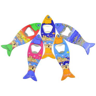 Bodrum Themed Customised UV Printed Fish Shape Printed Plastic Base Bottle Opener 42x130 mm - 3