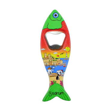 Bodrum Themed Customised UV Printed Fish Shape Printed Plastic Base Bottle Opener 42x130 mm - 4