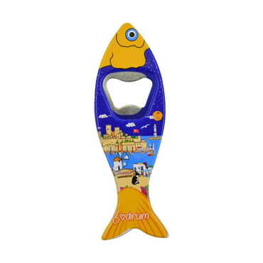 Bodrum Themed Customised UV Printed Fish Shape Printed Plastic Base Bottle Opener 42x130 mm - 5