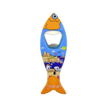 Bodrum Themed Customised UV Printed Fish Shape Printed Plastic Base Bottle Opener 42x130 mm - 7