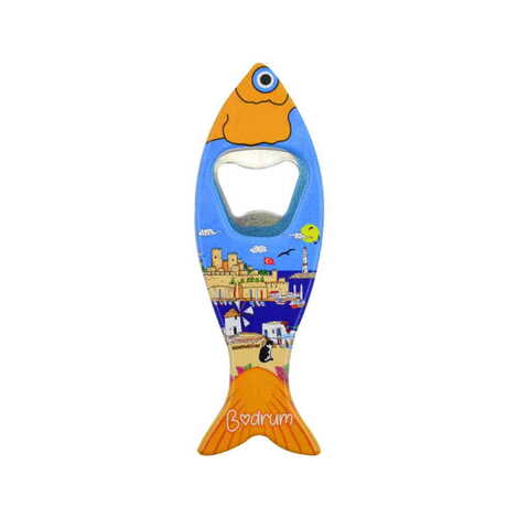 Bodrum Themed Customised UV Printed Fish Shape Printed Plastic Base Bottle Opener 42x130 mm - 7