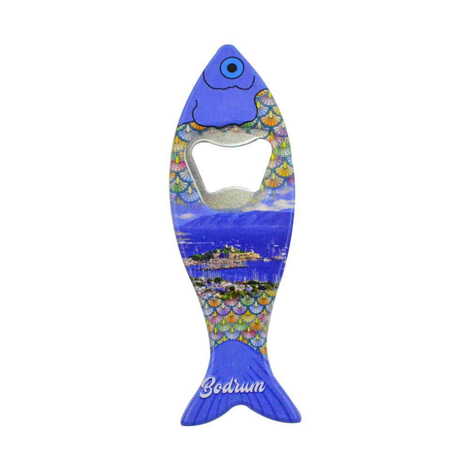 Bodrum Themed Customised UV Printed Fish Shape Printed Plastic Base Bottle Opener 42x130 mm - 8