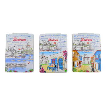 Bodrum Themed Customised Uv Printed Rectangle Compact Mirror 85x62x11 mm - 2