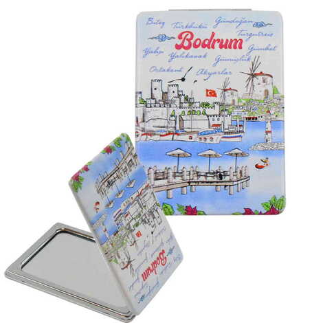 Bodrum Themed Customised Uv Printed Rectangle Compact Mirror 85x62x11 mm - 3