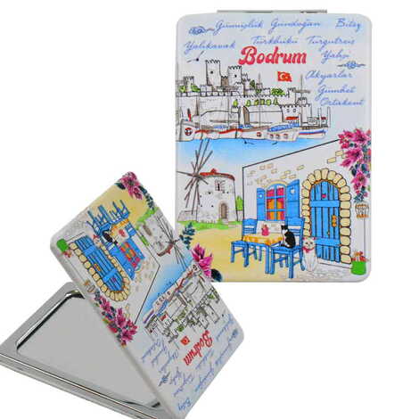 Bodrum Themed Customised Uv Printed Rectangle Compact Mirror 85x62x11 mm - 4