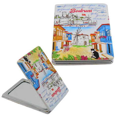 Bodrum Themed Customised Uv Printed Rectangle Compact Mirror 85x62x11 mm - 5