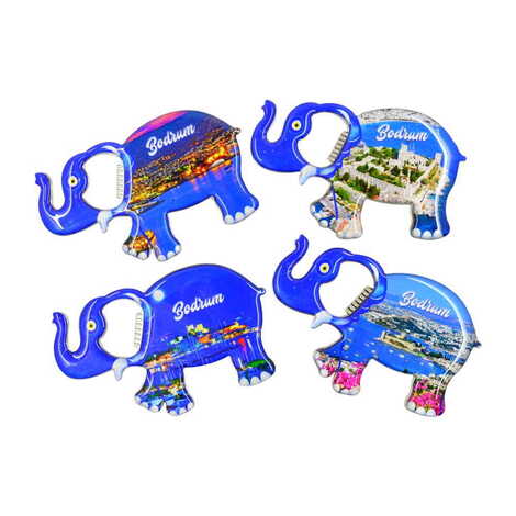 Bodrum Themed Elephant Shaped Metal Magnetic Bottle Opener 98x61 mm - 4