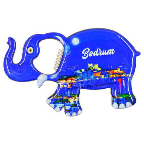 Bodrum Themed Elephant Shaped Metal Magnetic Bottle Opener 98x61 mm - 5